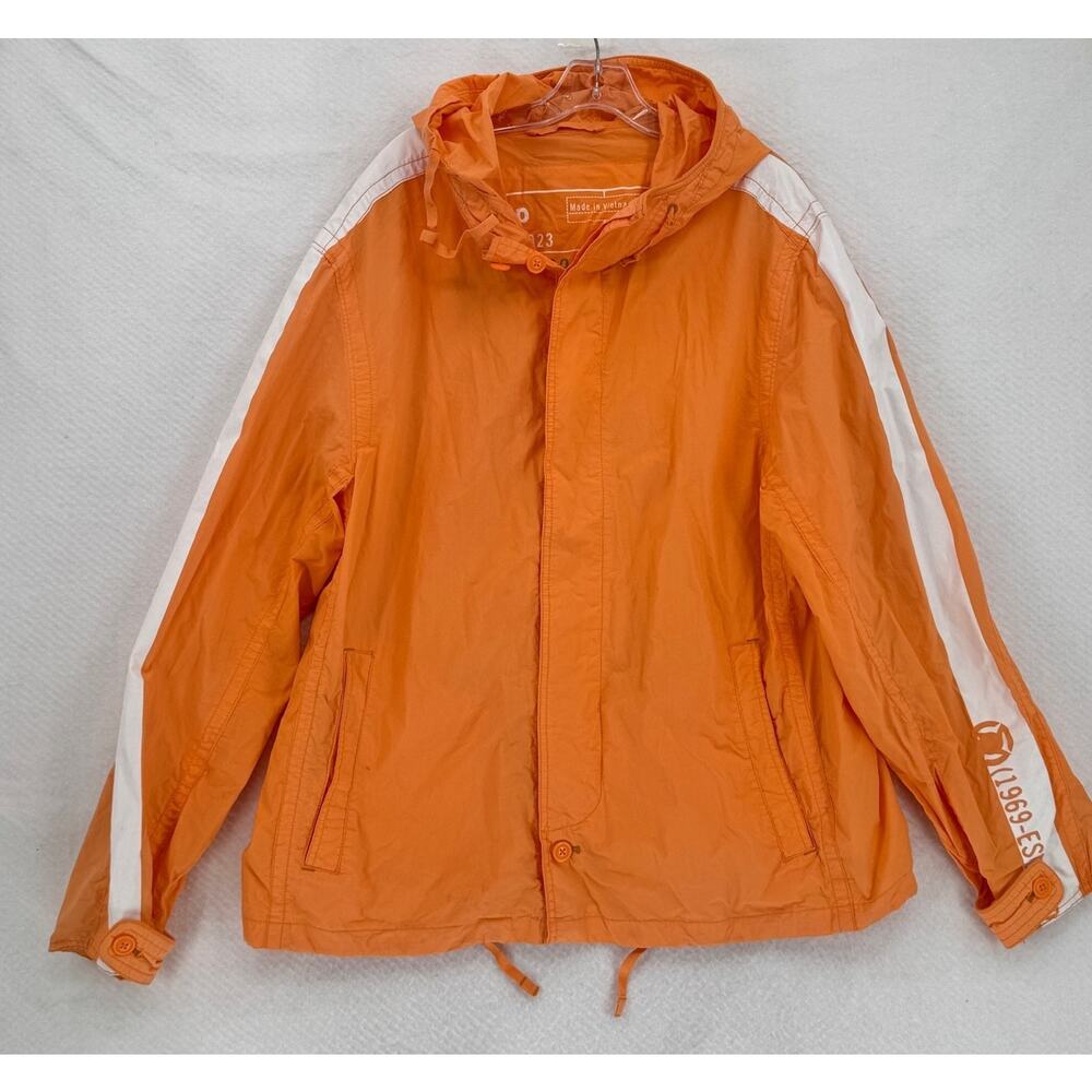 Y2K Gap Windbreaker Rain Jacket Mens Military Stamp Style Nylon Button Sz 2XL